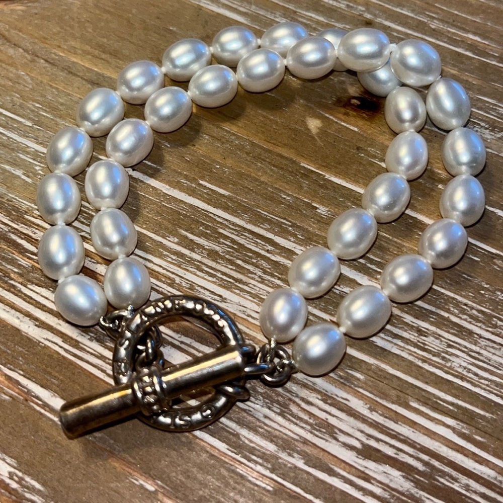 Slane and Slane Silver Pearl Toggle Bracelet